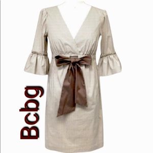 🤎BCBGMAXAZRIA Stripe Bell Sleeve Dress,